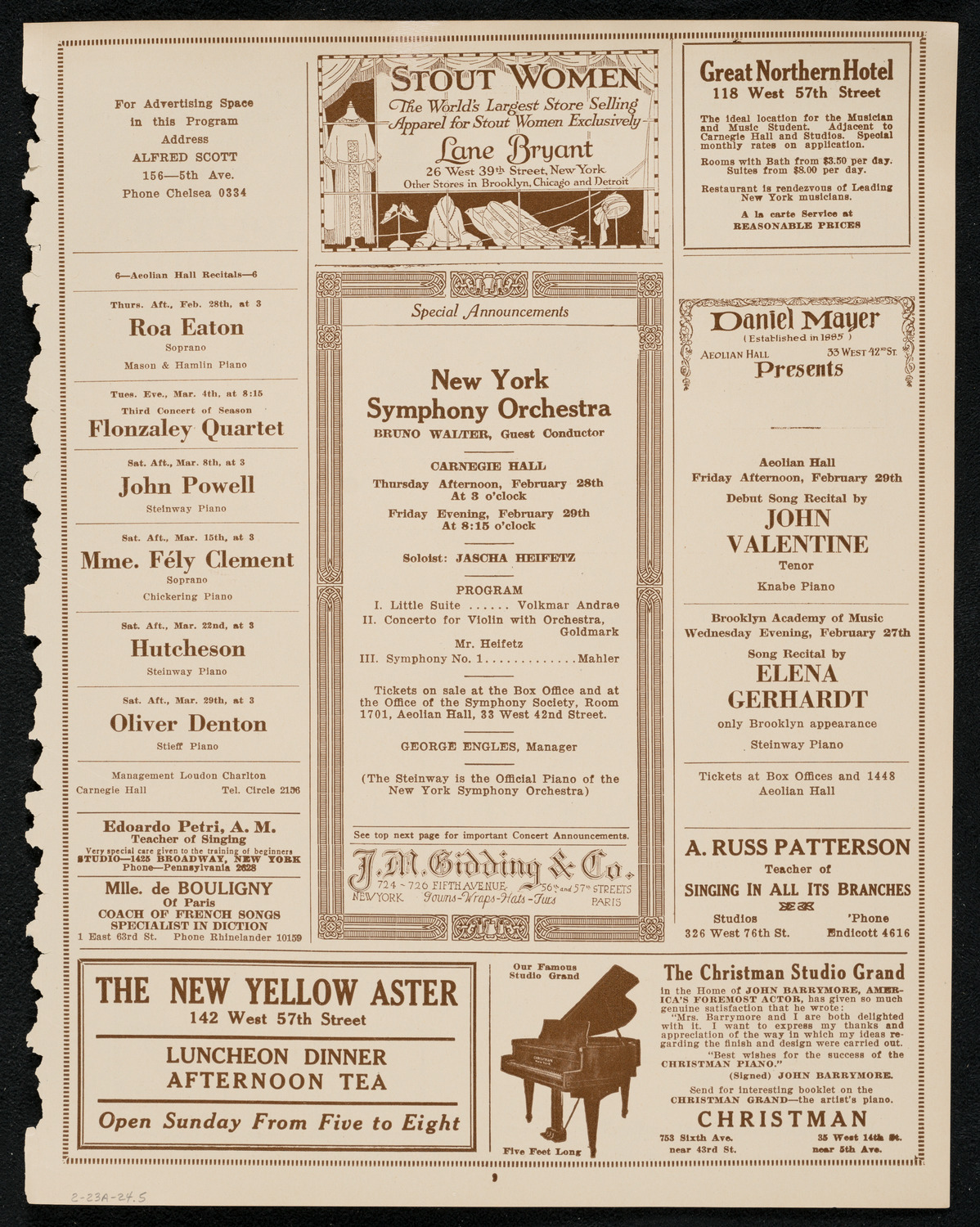 Sergei Rachmaninoff, Piano, February 23, 1924, program page 9