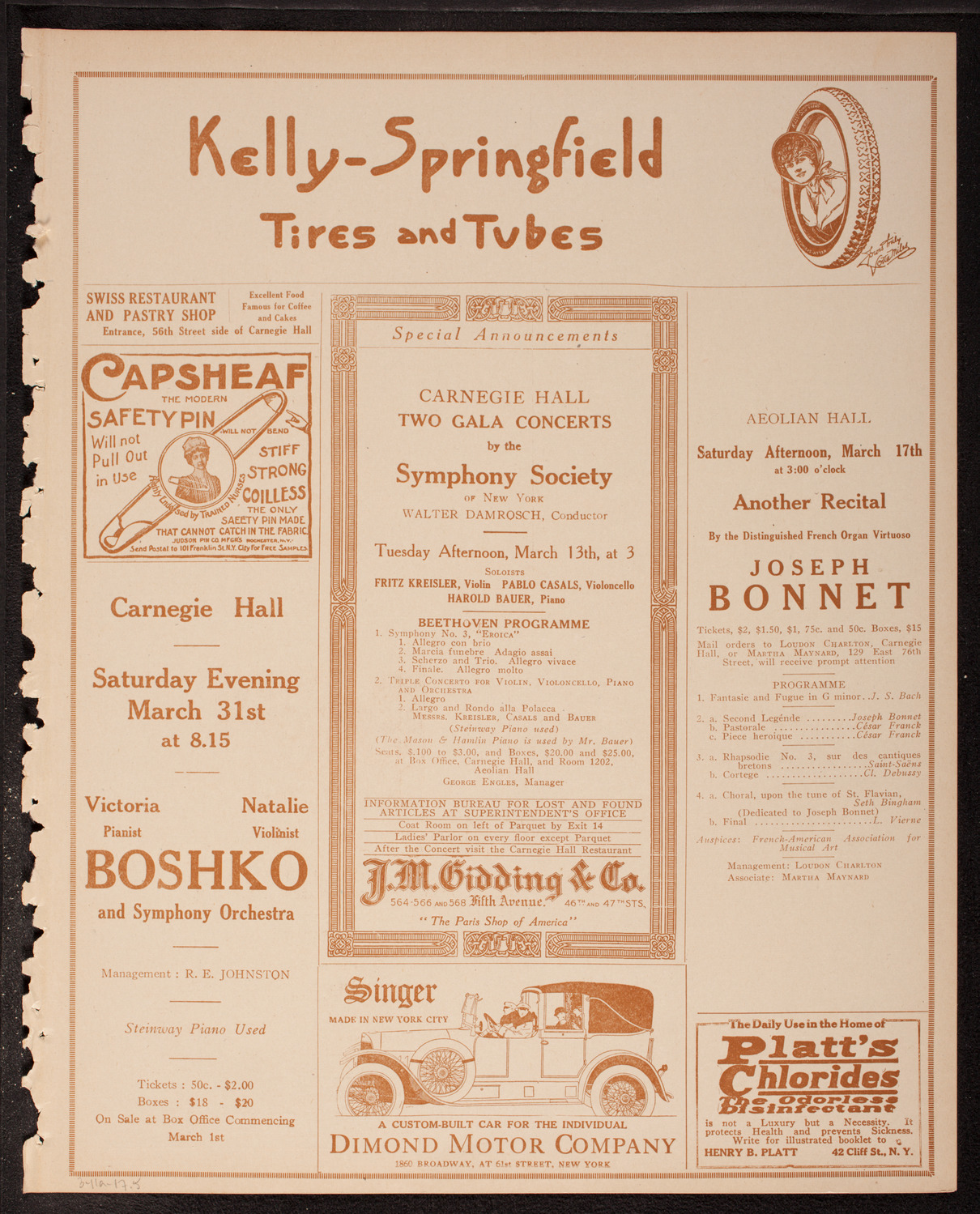 New York Symphony Orchestra, March 11, 1917, program page 9