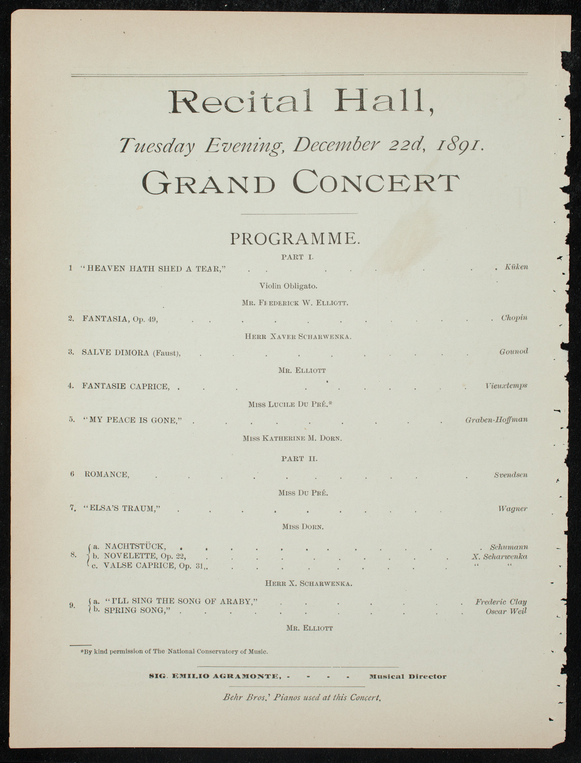 Grand Concert, December 22, 1891, program page 6