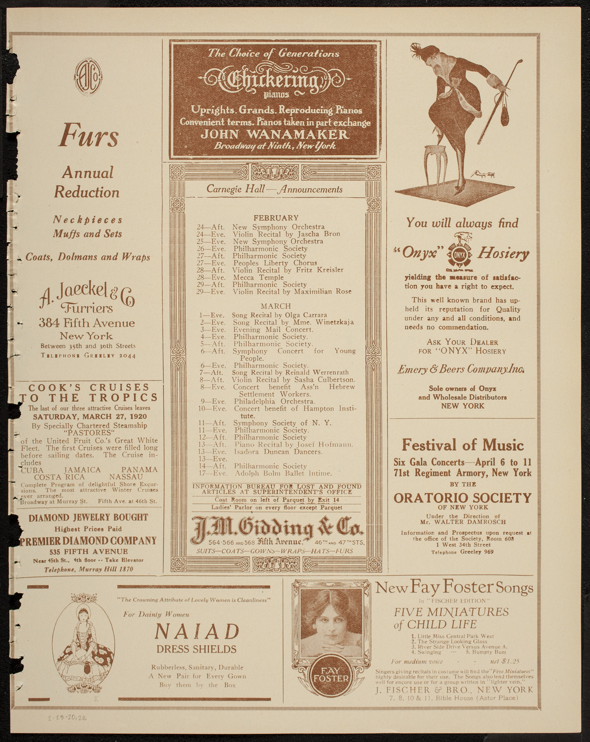 Theo Karle, Tenor, February 23, 1920, program page 3