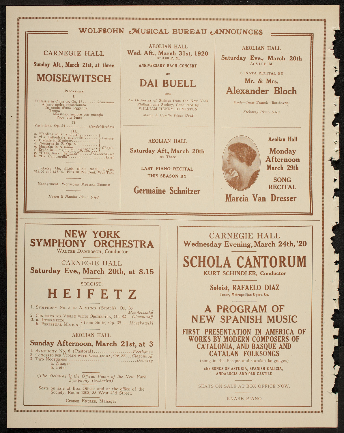 New York Philharmonic, March 14, 1920, program page 8