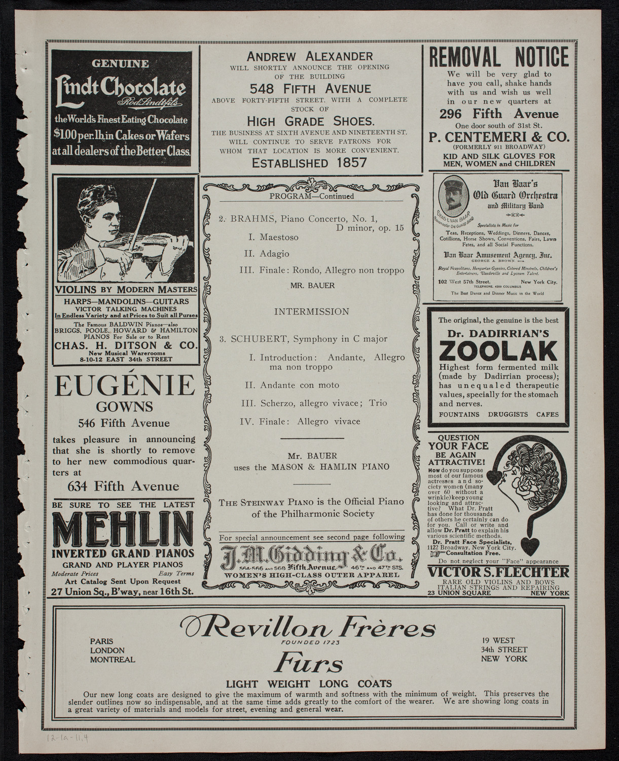 New York Philharmonic, December 1, 1911, program page 7