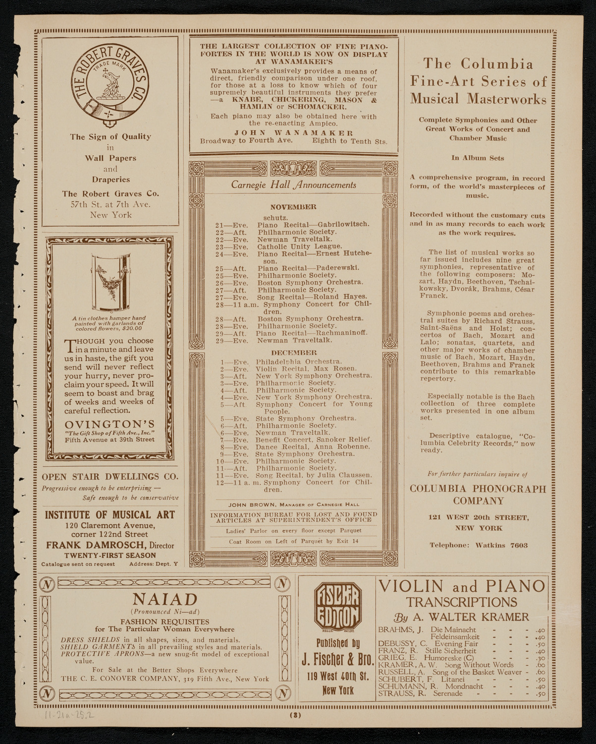 Lea Luboshutz, Violin, November 21, 1925, program page 3