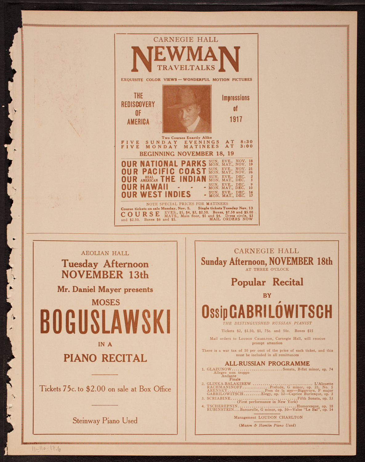 New York Philharmonic, November 11, 1917, program page 11