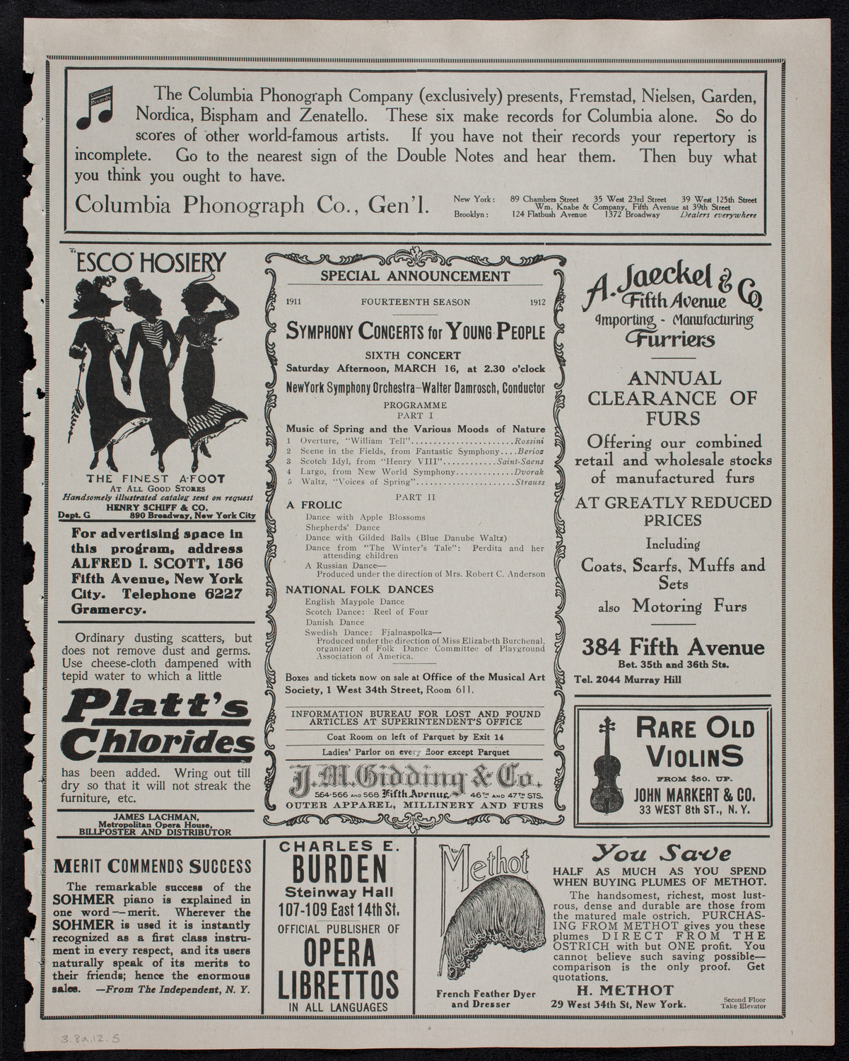 New York Philharmonic, March 8, 1912, program page 9