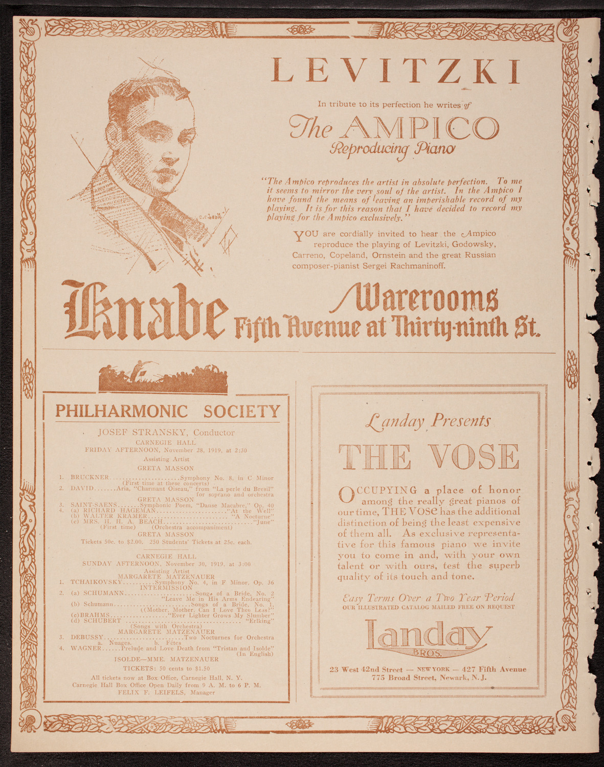 New Symphony Orchestra, November 26, 1919, program page 12