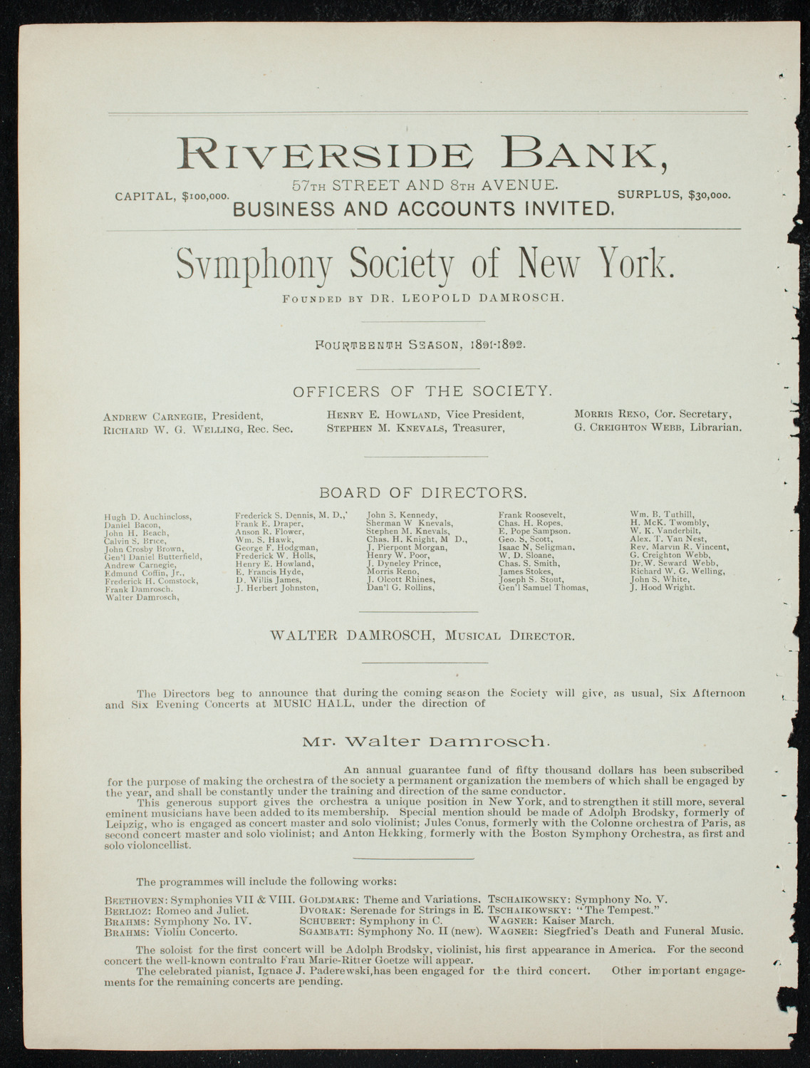 Deutscher Liederkranz, November 29, 1891, program page 2