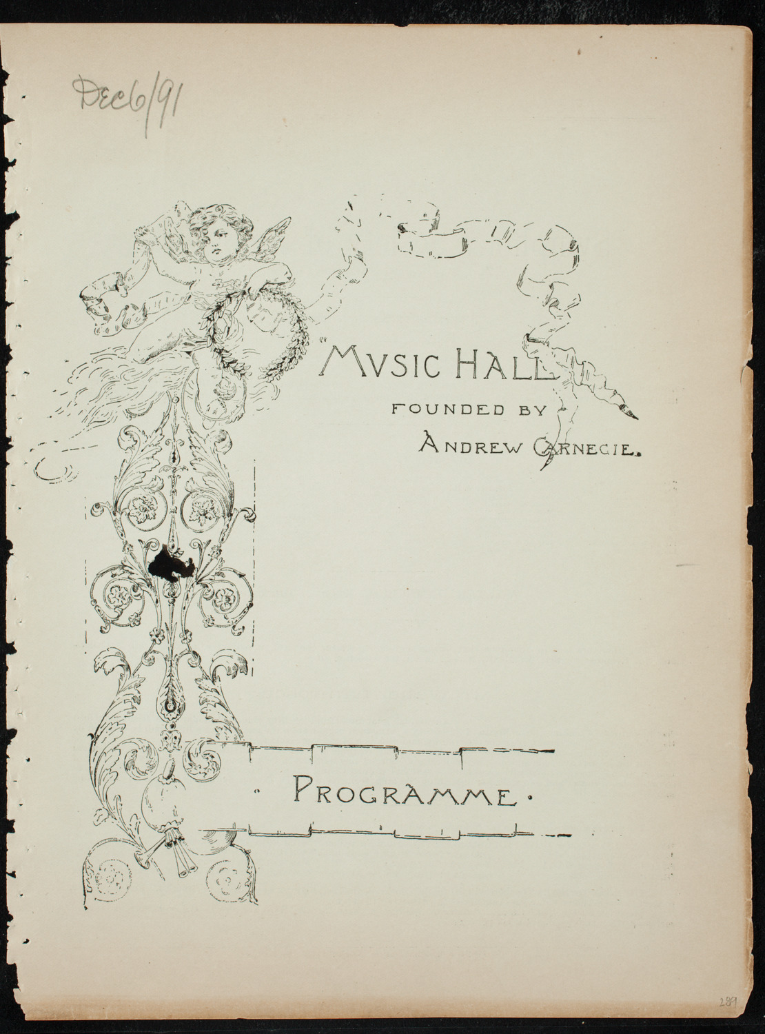 New York Symphony String Quartet, December 6, 1891, program page 1