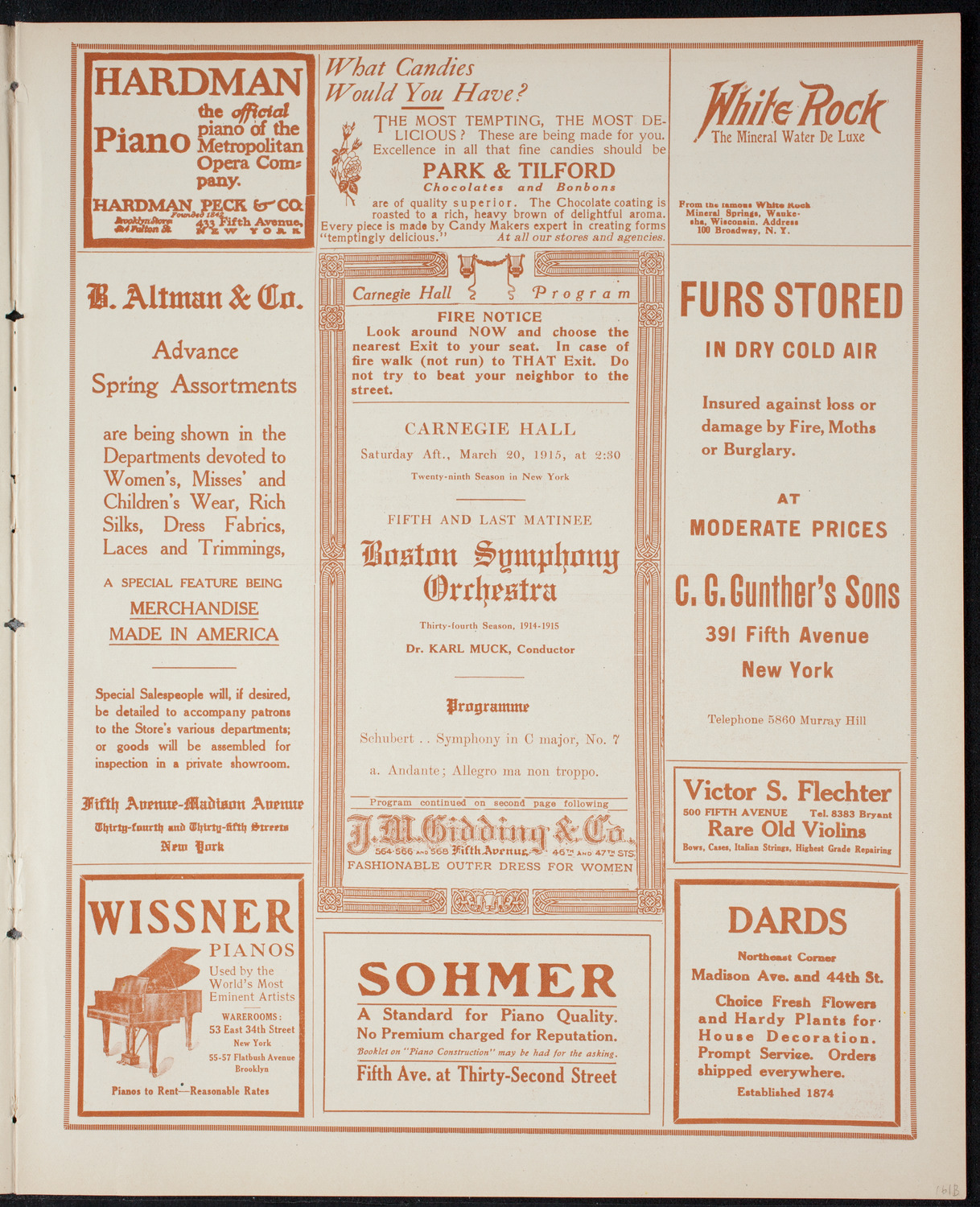 Boston Symphony Orchestra, March 20, 1915, program page 5