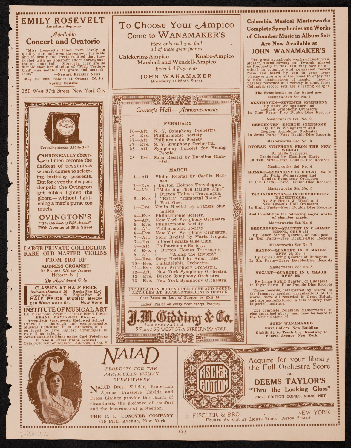 State Symphony Orchestra of New York, February 25, 1925, program page 3