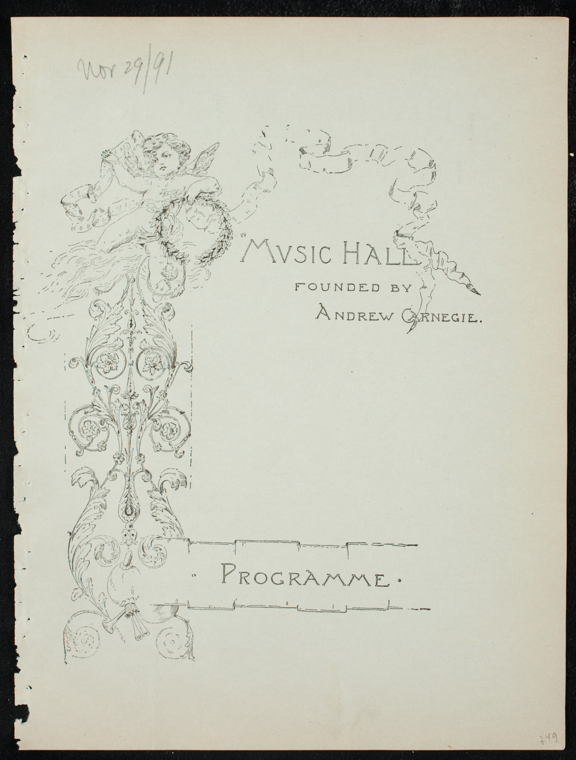 Deutscher Liederkranz, November 29, 1891, program page 1