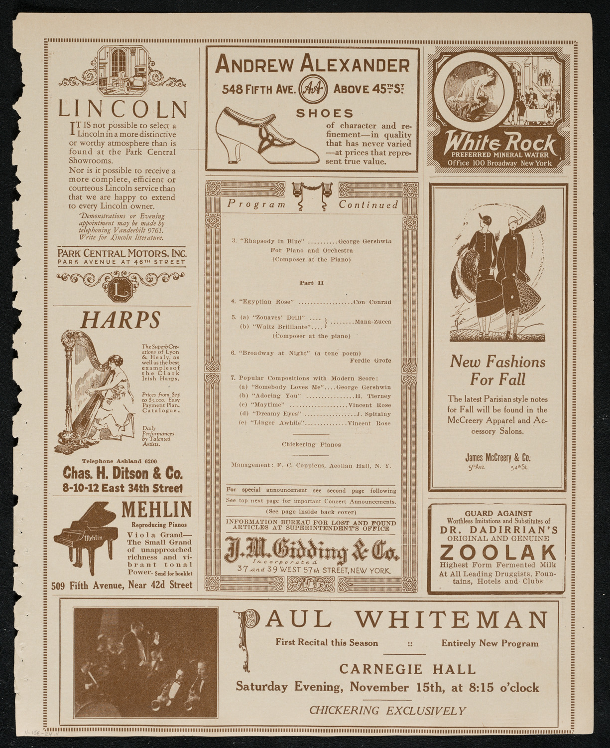 Paul Whiteman and His Orchestra, November 15, 1924, program page 7