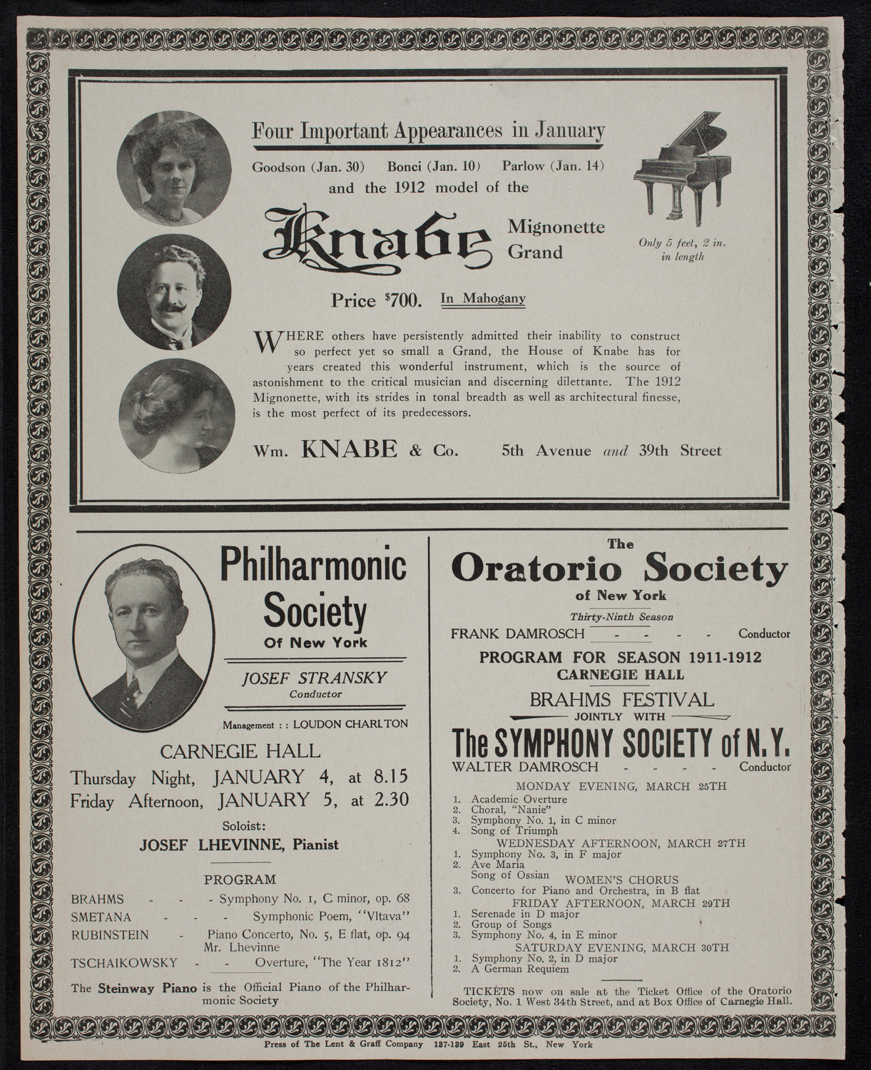 Oratorio Society of New York, December 29, 1911, program page 12