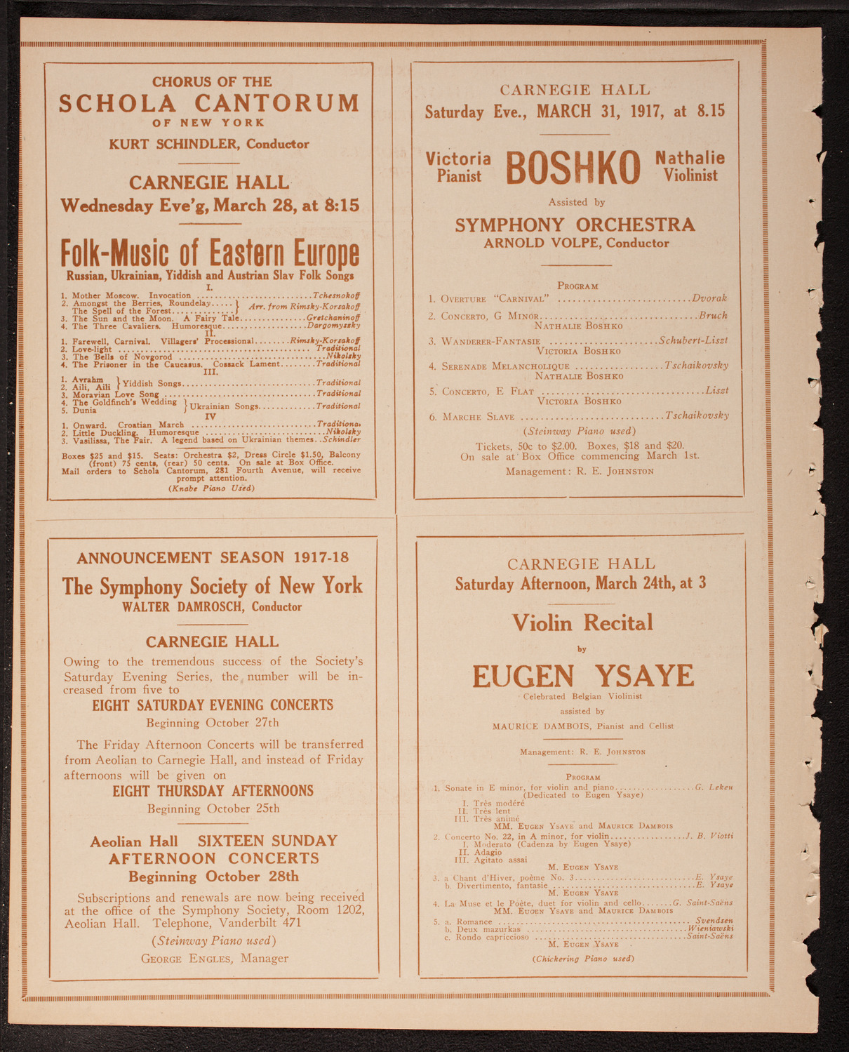 New York Philharmonic, March 22, 1917, program page 8