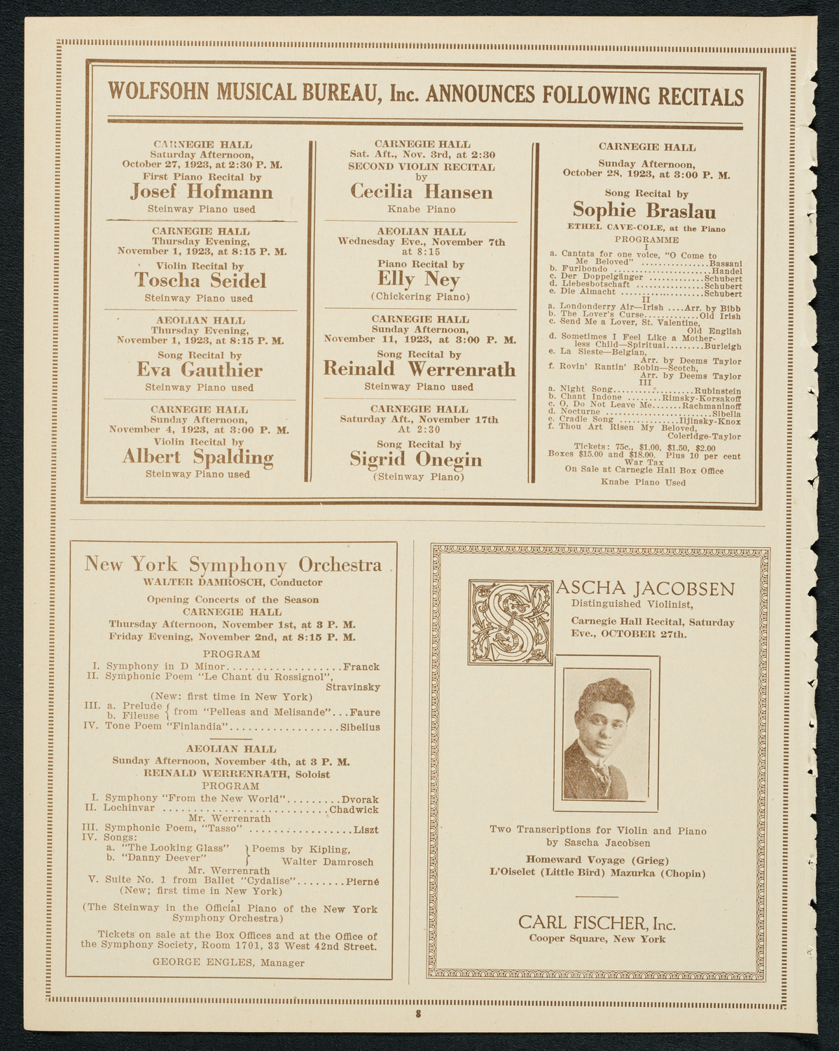 Paul Althouse and Arthur Middleton, October 24, 1923, program page 8