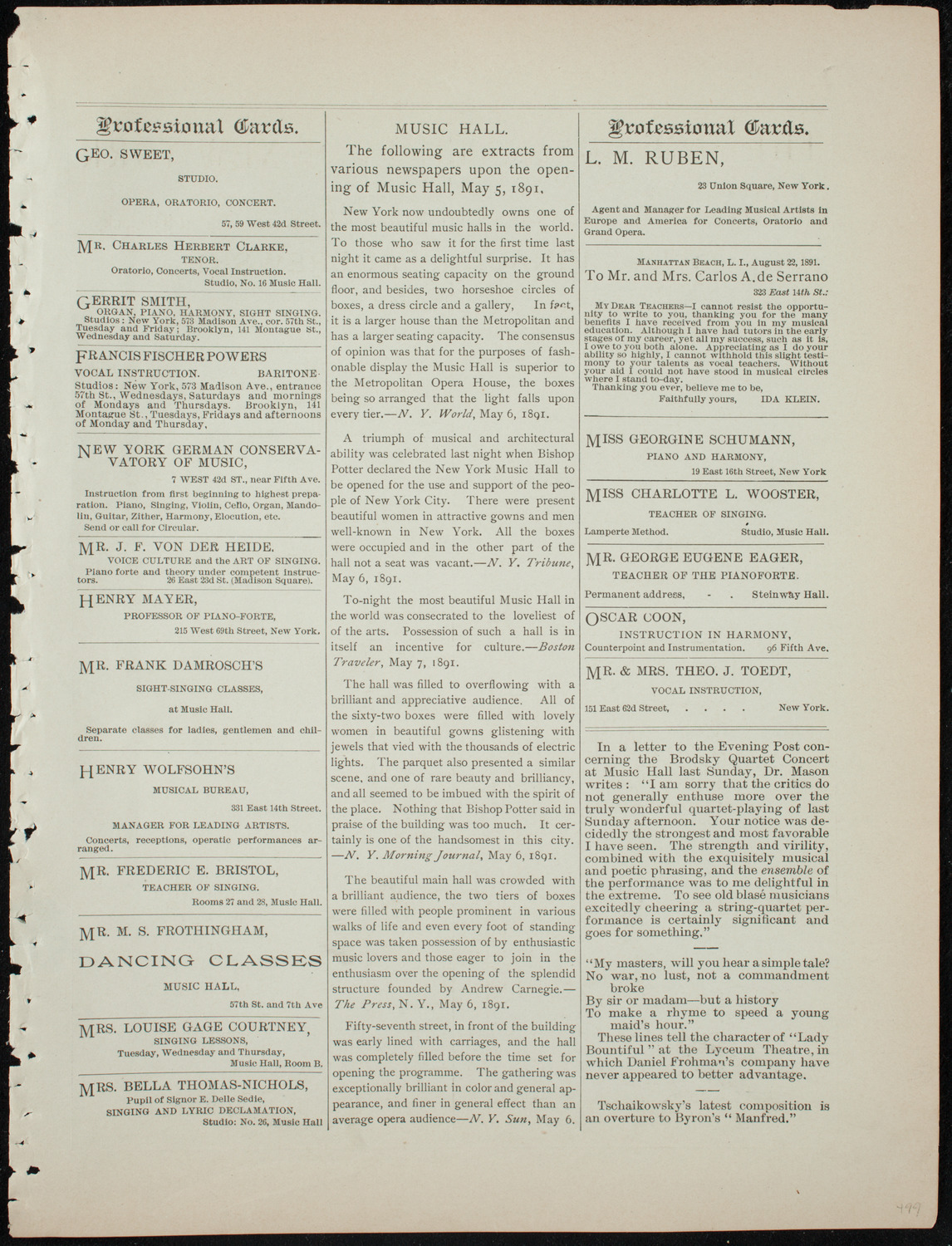 Oratorio Society of New York, December 31, 1891, program page 11