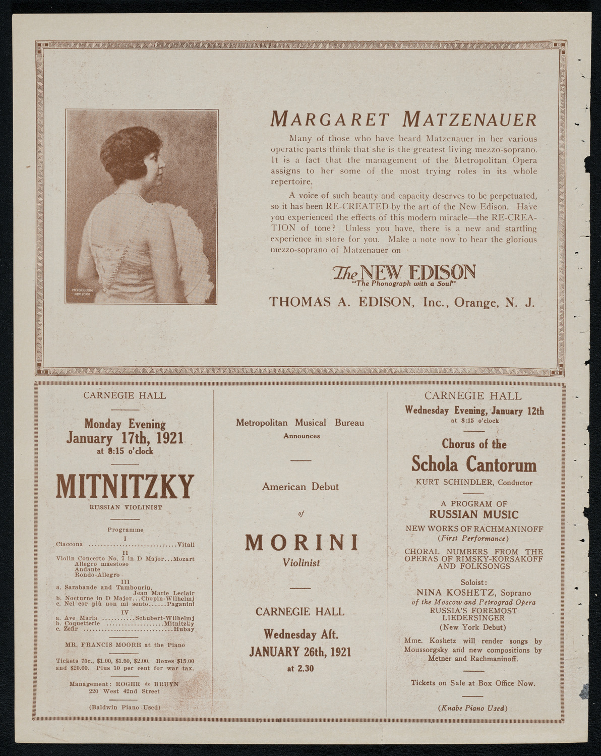 National Symphony Orchestra, January 11, 1921, program page 2