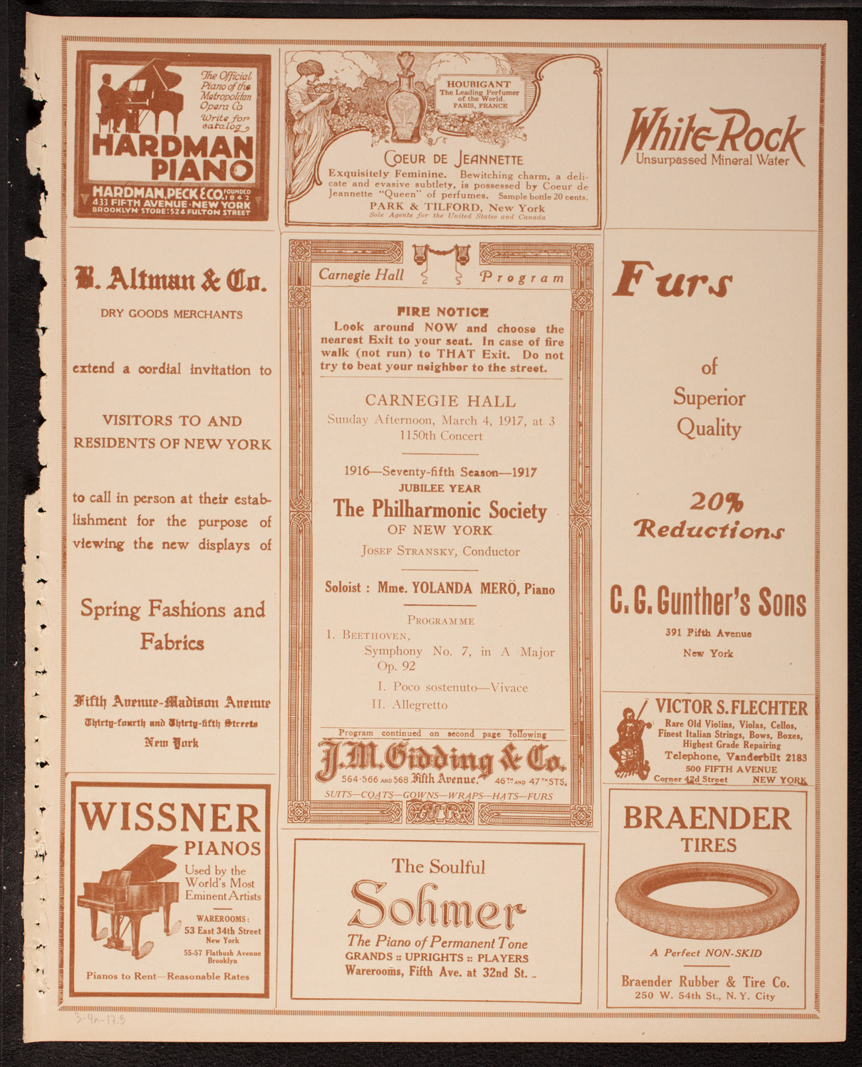 New York Philharmonic, March 4, 1917, program page 5