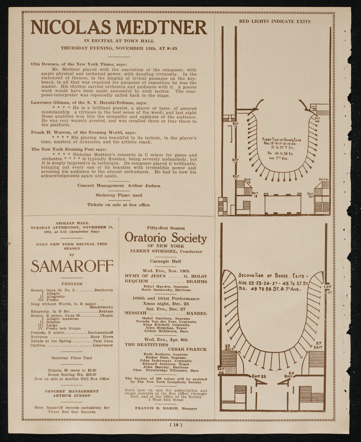 John McCormack, Tenor, November 9, 1924, program page 10