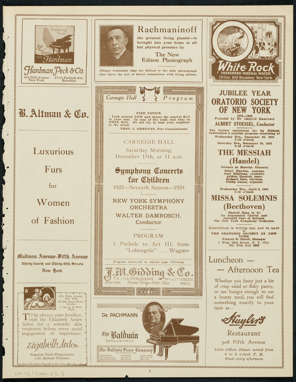 Symphony Concert for Young People, December 15, 1923, program page 5