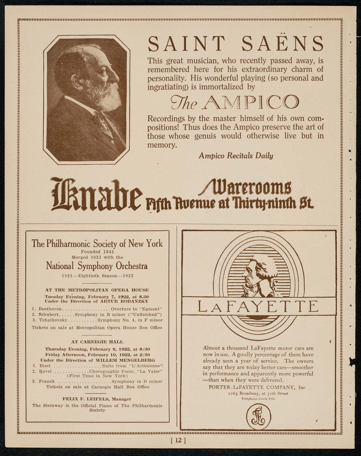 Boston Symphony Orchestra, February 4, 1922, program page 12