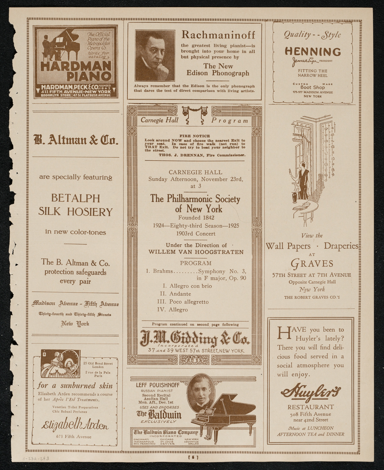 New York Philharmonic, November 23, 1924, program page 5