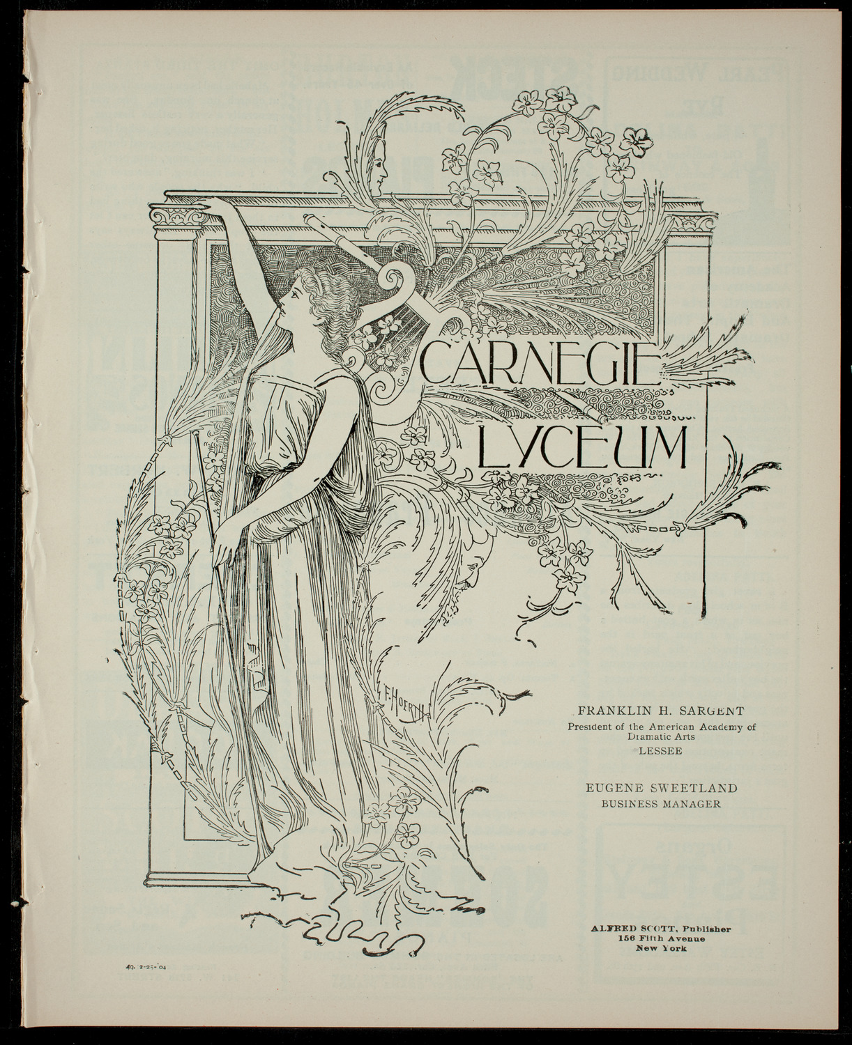 Fete give by L'Alliance Française, February 25, 1904, program page 1