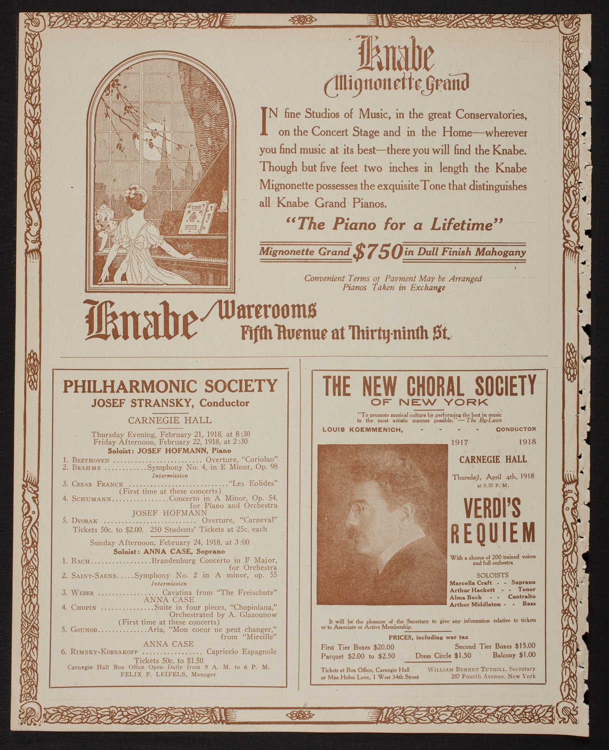 New York Symphony Orchestra, February 20, 1918, program page 12