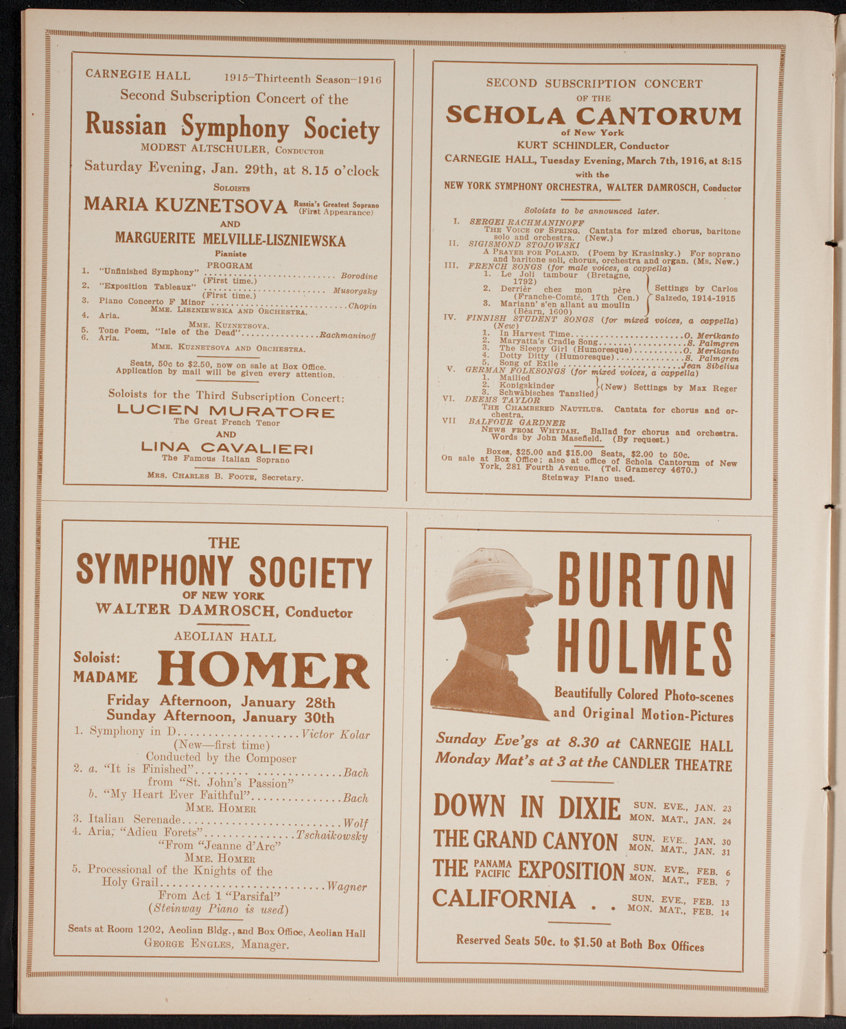 New York Philharmonic, January 23, 1916, program page 8