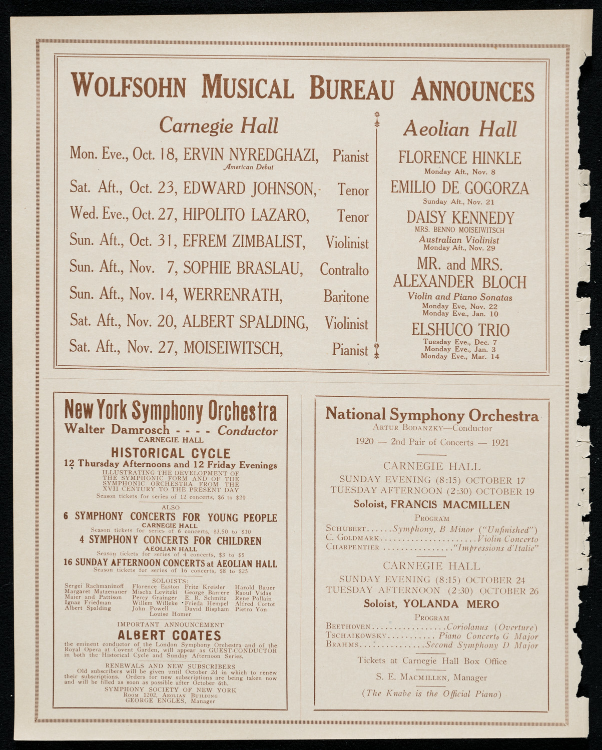 Josef Lhévinne, Piano, October 17, 1920, program page 8
