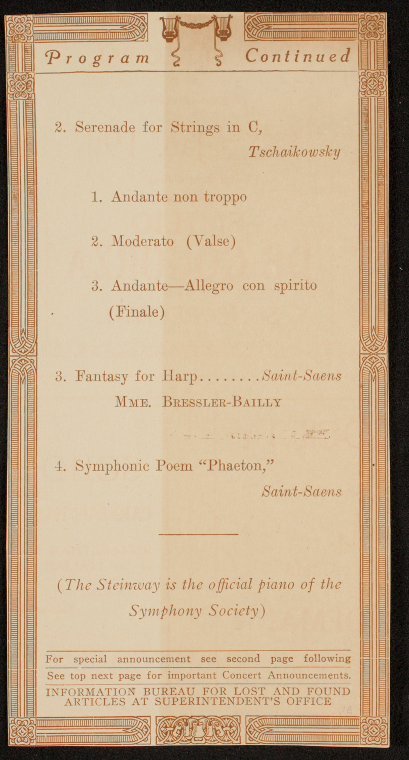 Symphony Concert for Young People, January 4, 1919, program page 3
