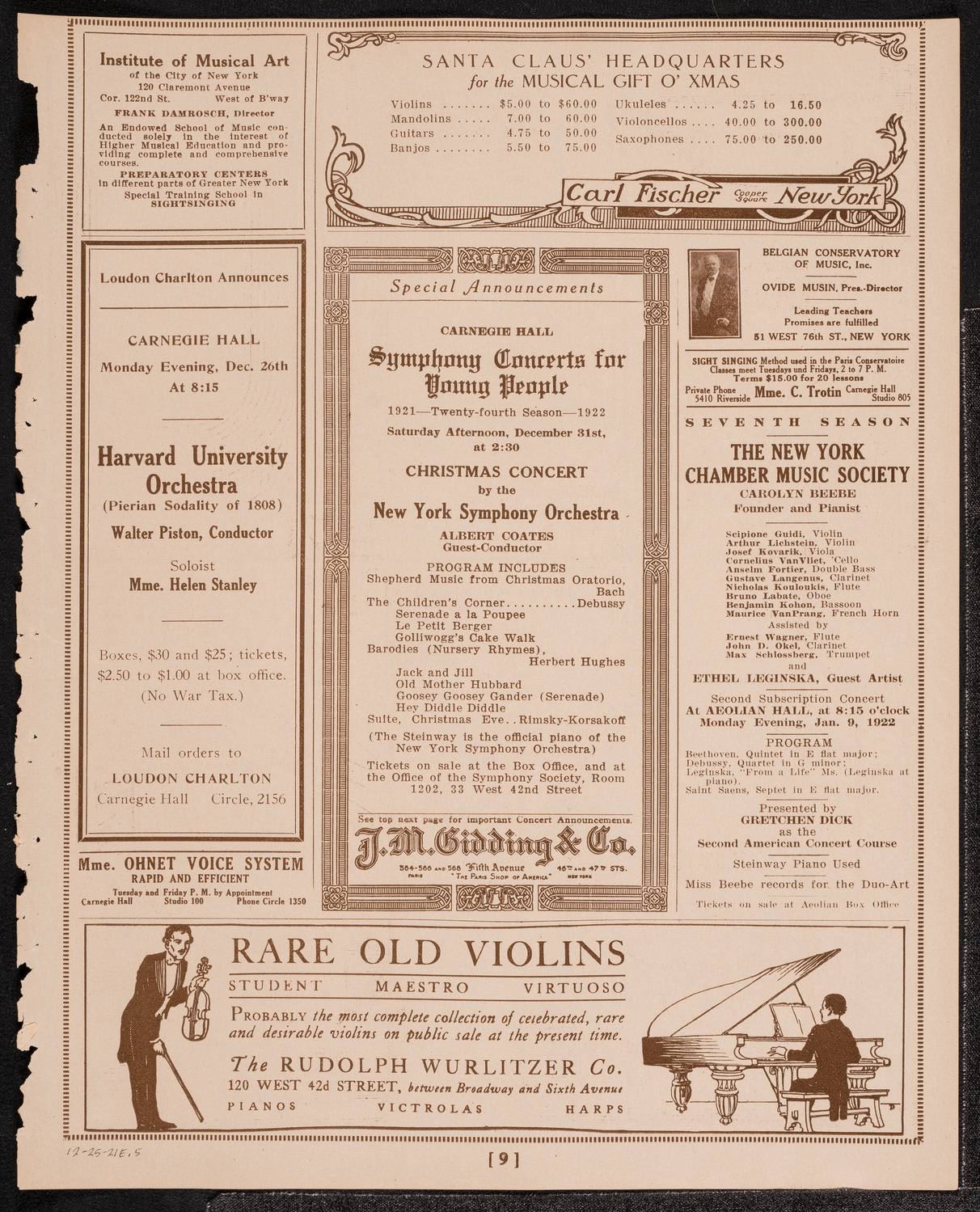 Chanuka Concert by Cantor Josef Rosenblatt, December 25, 1921, program page 9