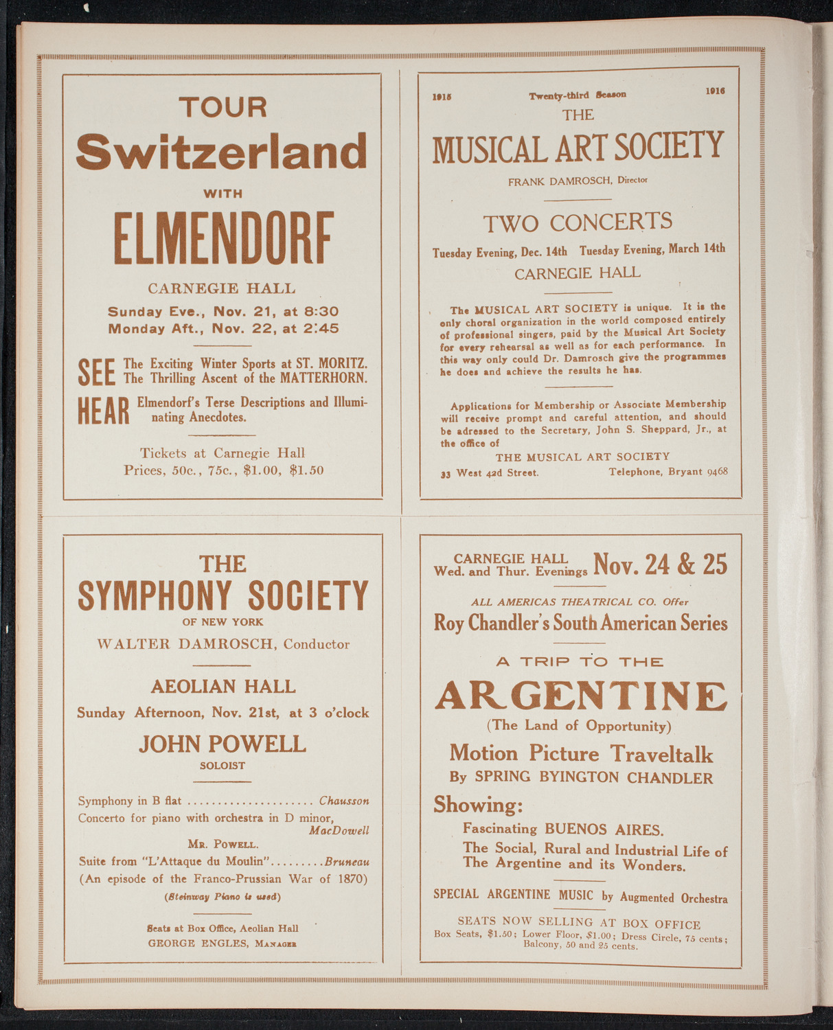 New York Philharmonic, November 19, 1915, program page 8