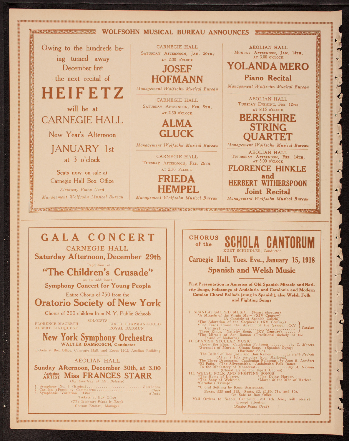 New York Philharmonic, December 23, 1917, program page 8