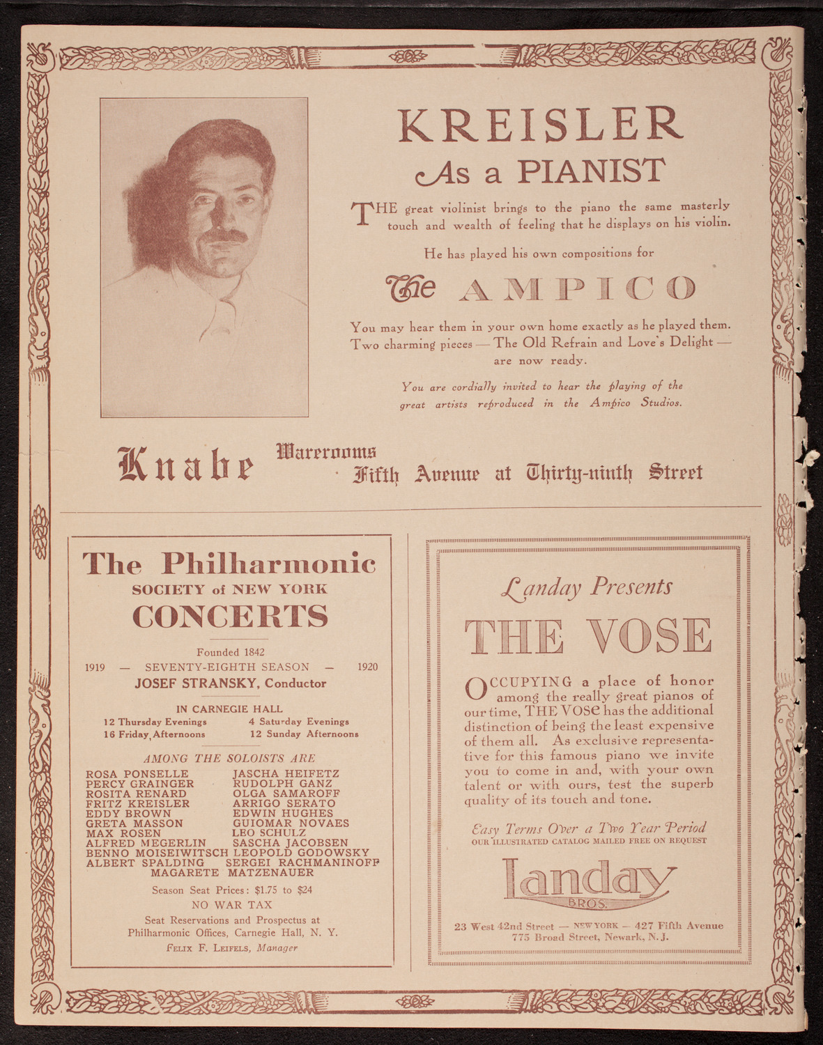 The Famous Palestine Music Ensemble "Zimro", November 1, 1919, program page 12