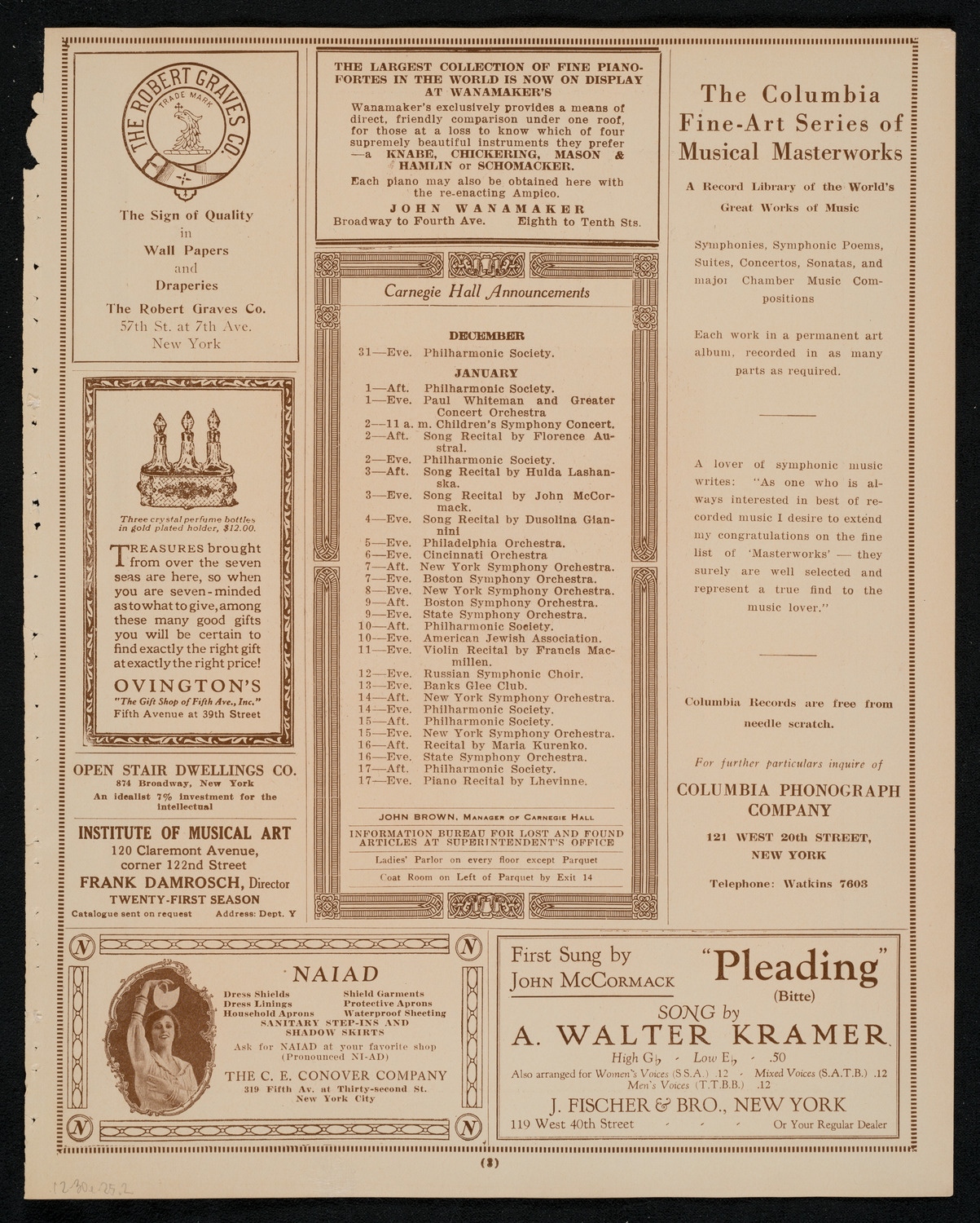 Roland Hayes, Tenor, December 30, 1925, program page 3