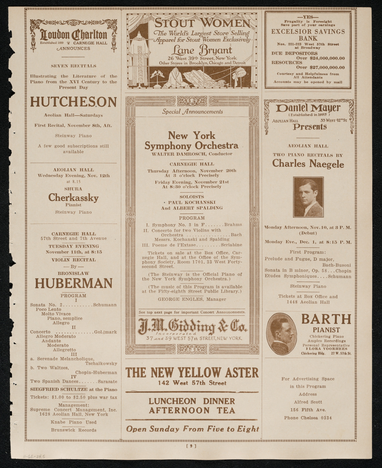 New York Philharmonic, November 6, 1924, program page 9