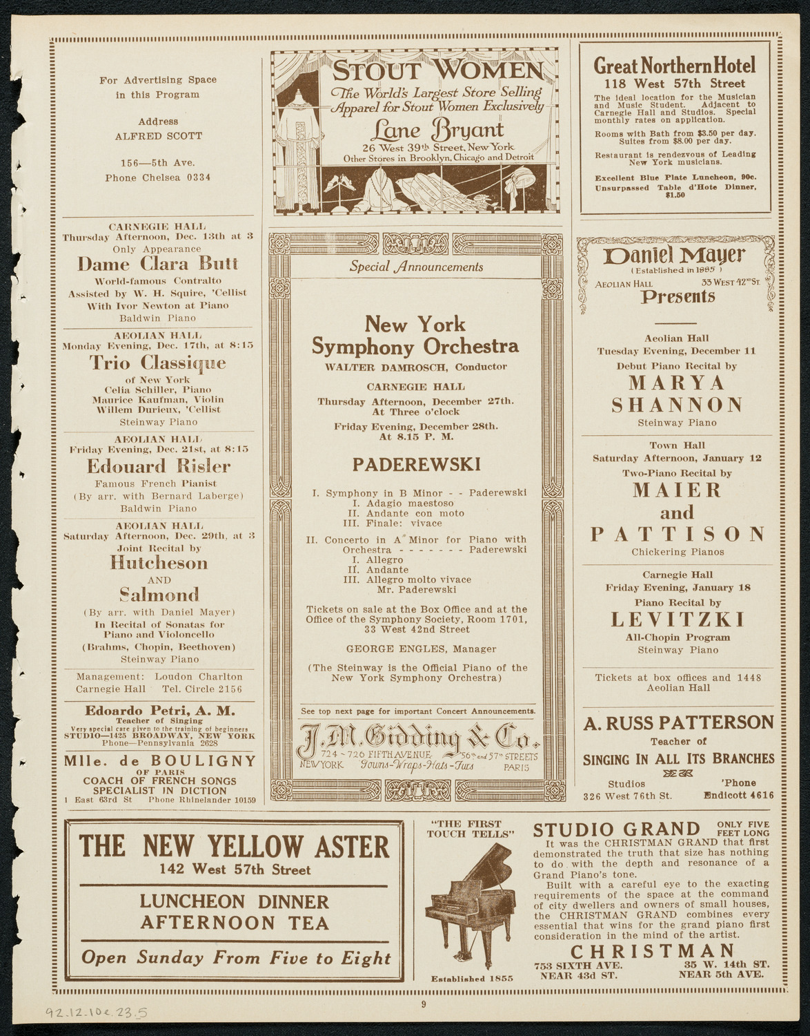 Virginia Myers, assisted by Orchestra, December 10, 1923, program page 9