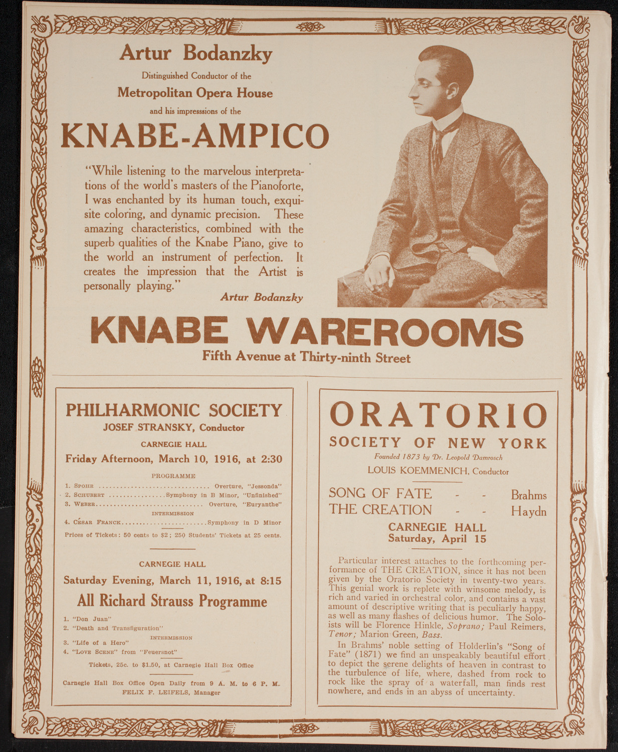 New York Symphony Orchestra, March 9, 1916, program page 12
