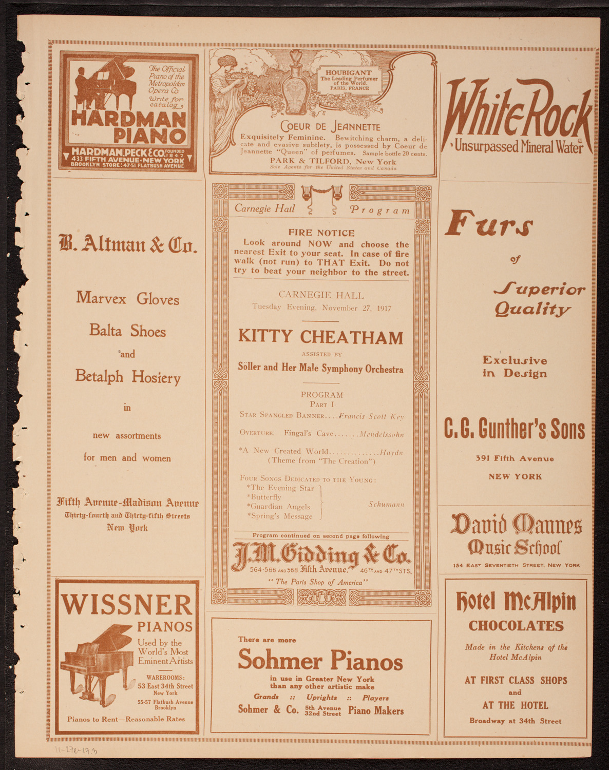 Kitty Cheatham with Orchestra, November 27, 1917, program page 5