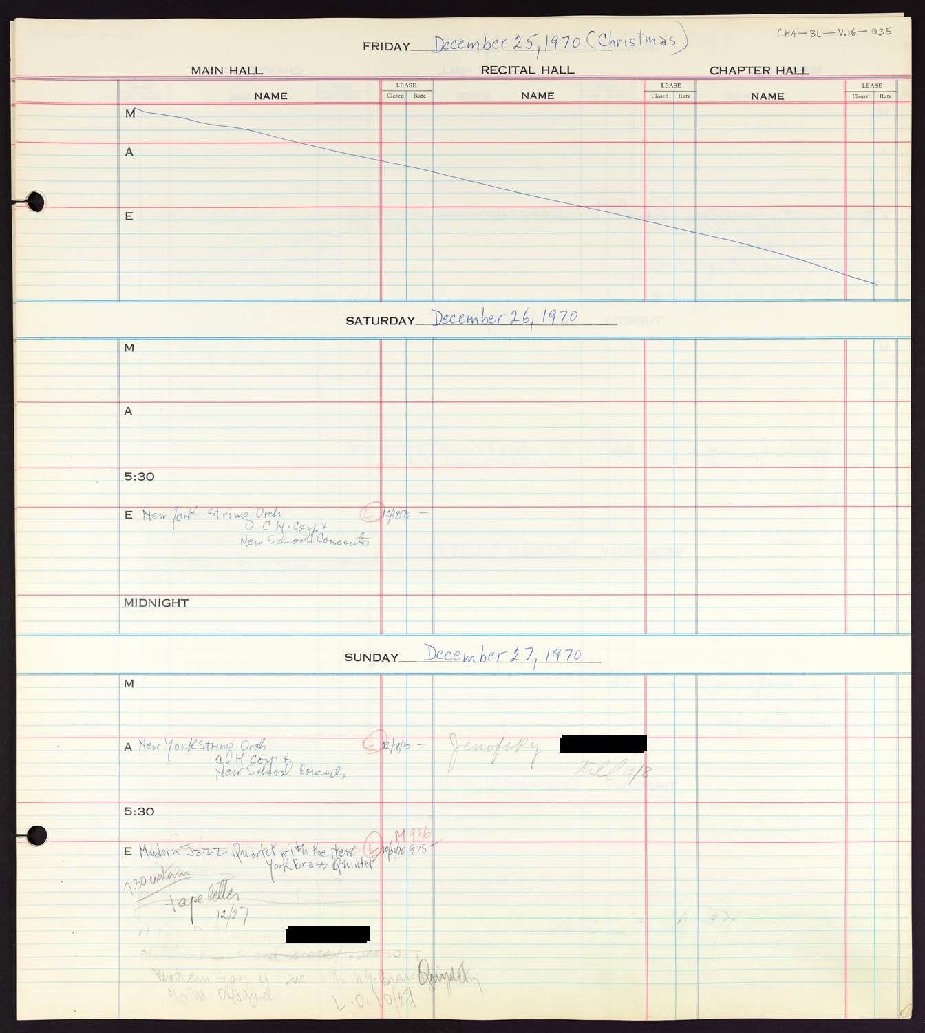 Carnegie Hall Booking Ledger, volume 16, page 35