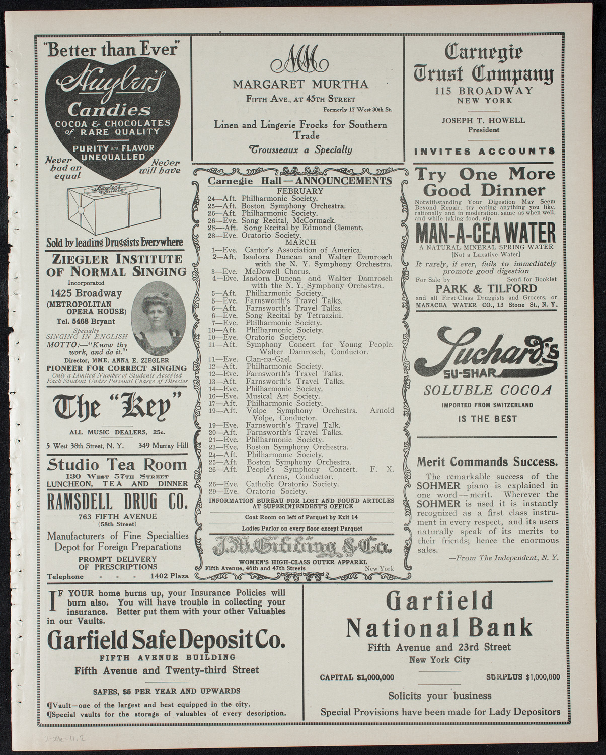 Boston Symphony Orchestra, February 23, 1911, program page 3