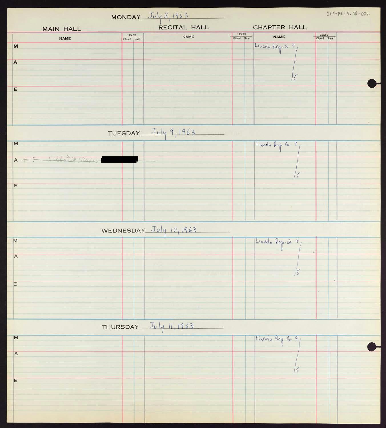 Carnegie Hall Booking Ledger, volume 8, page 82