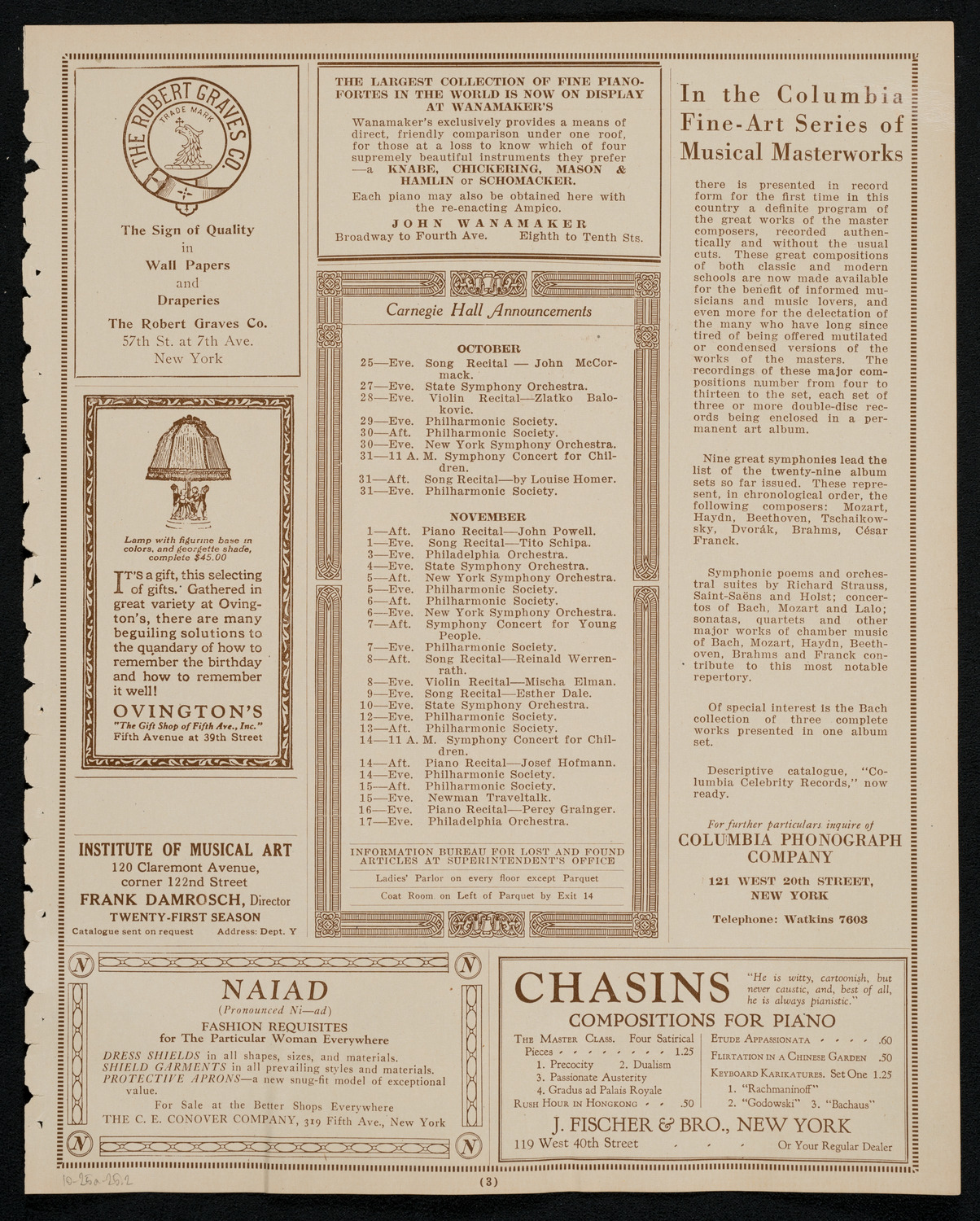 Margaret Matzenauer, Mezzo-Soprano, October 25, 1925, program page 3