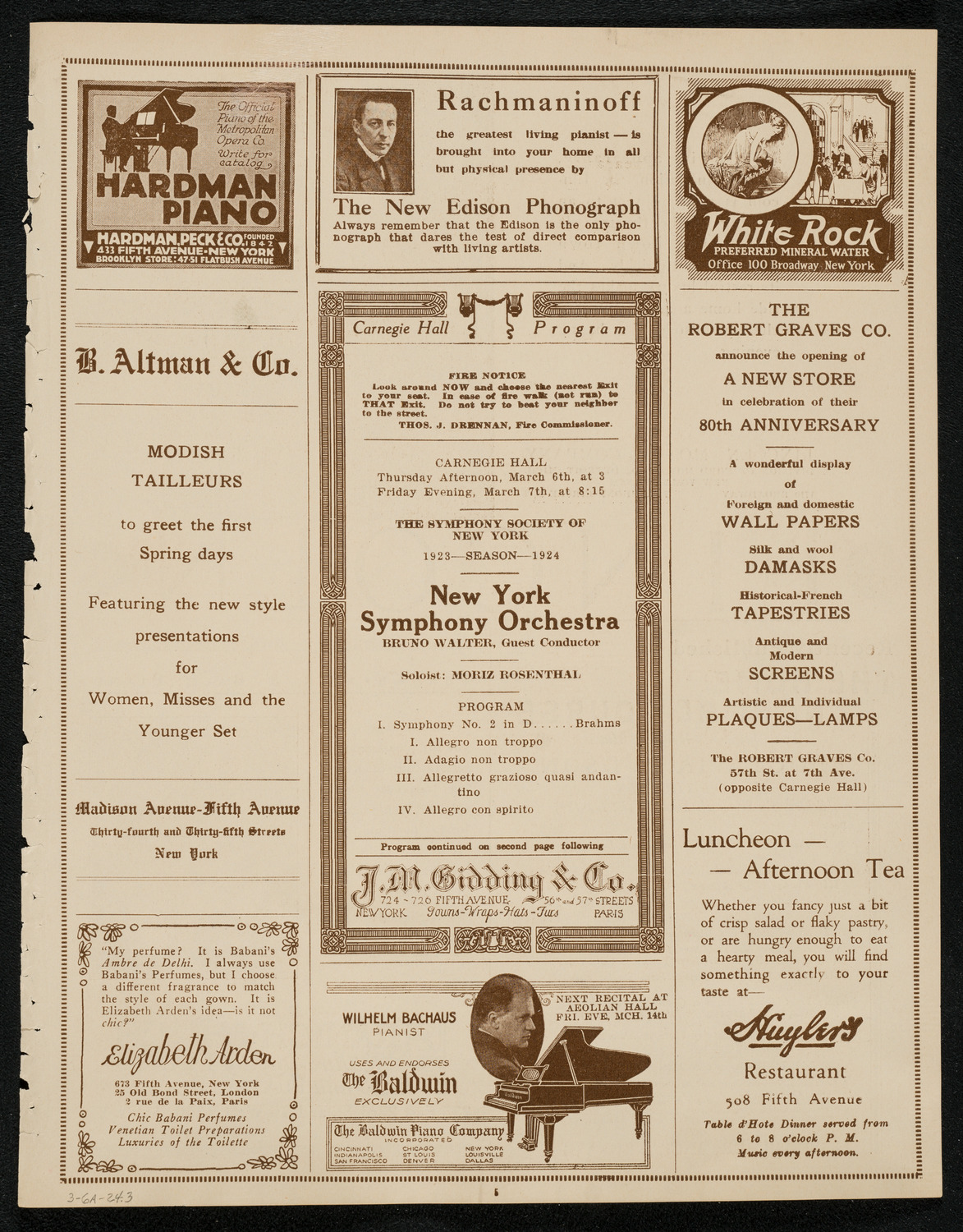 New York Symphony Orchestra, March 6, 1924, program page 5