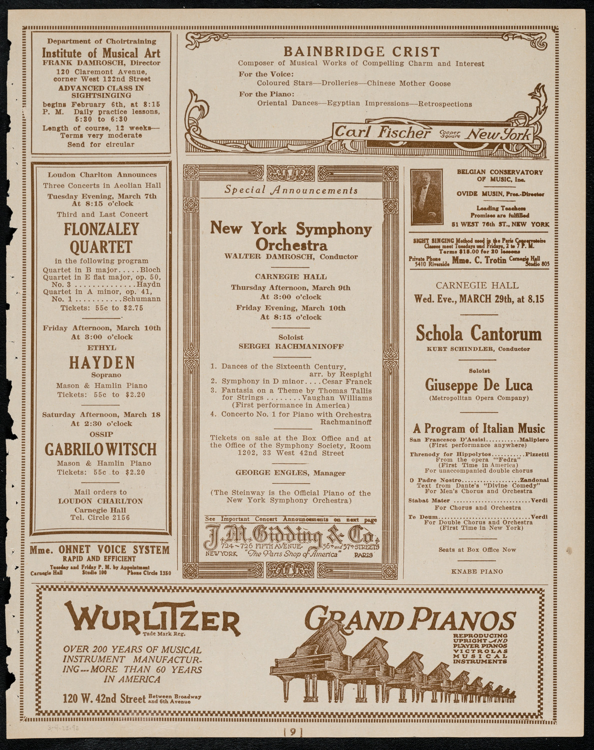 Intercollegiate Glee Club Contest, March 4, 1922, program page 9