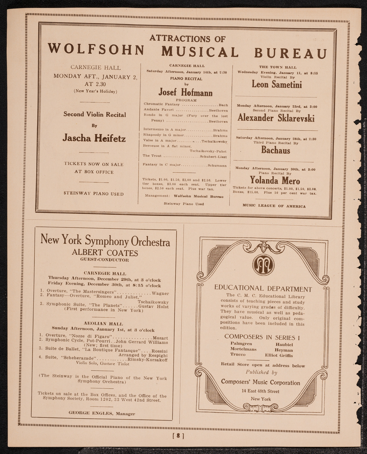 Oratorio Society of New York, December 28, 1921, program page 8