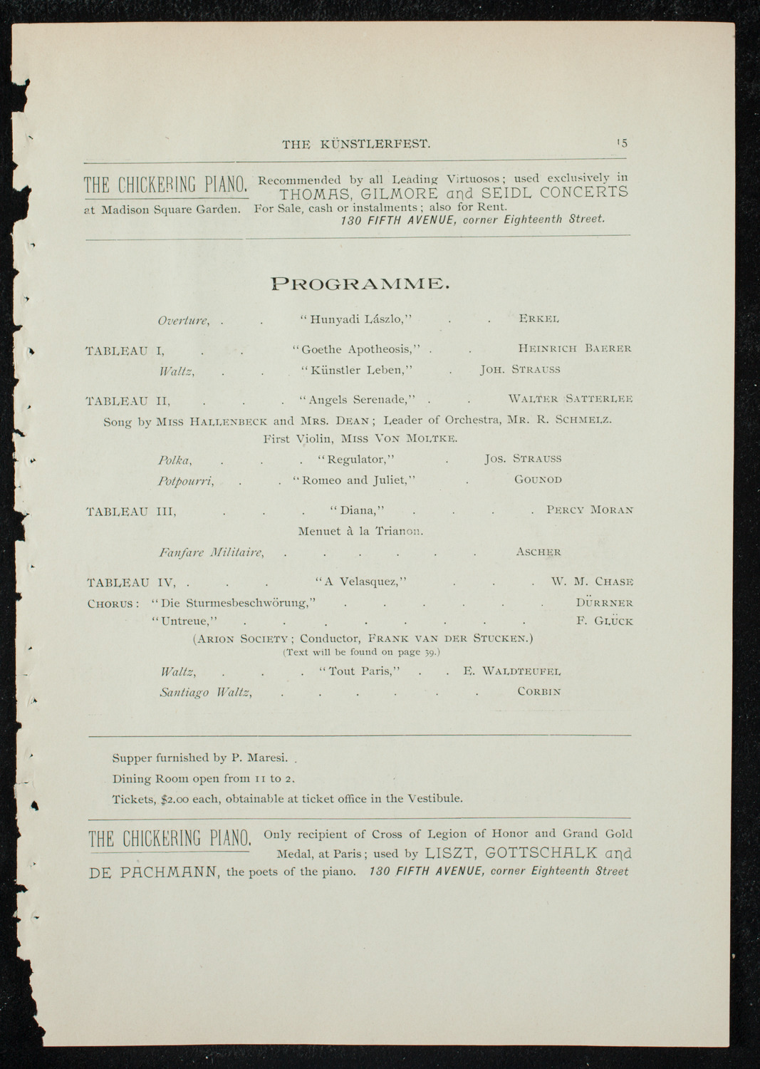 Künstlerfest, December 3, 1891, program page 17