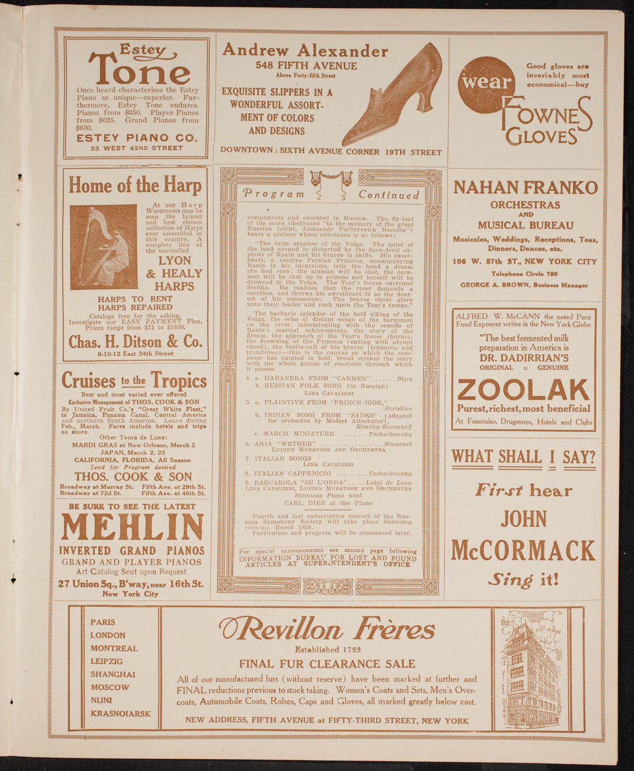 Russian Symphony Society of New York, February 19, 1916, program page 7