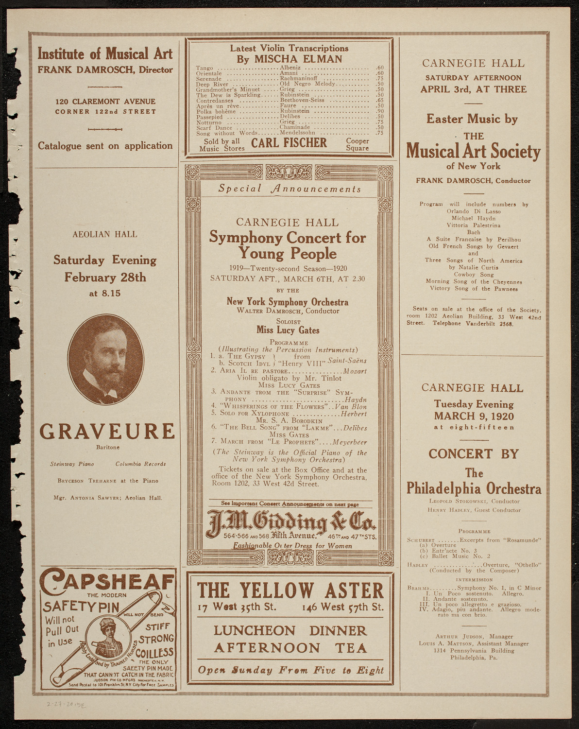 People's Liberty Chorus, February 27, 1920, program page 9